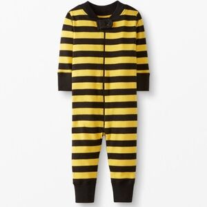 3T 90cm Hanna Andersson Yellow and Black Striped Pajamas open Foot Bumble Bee